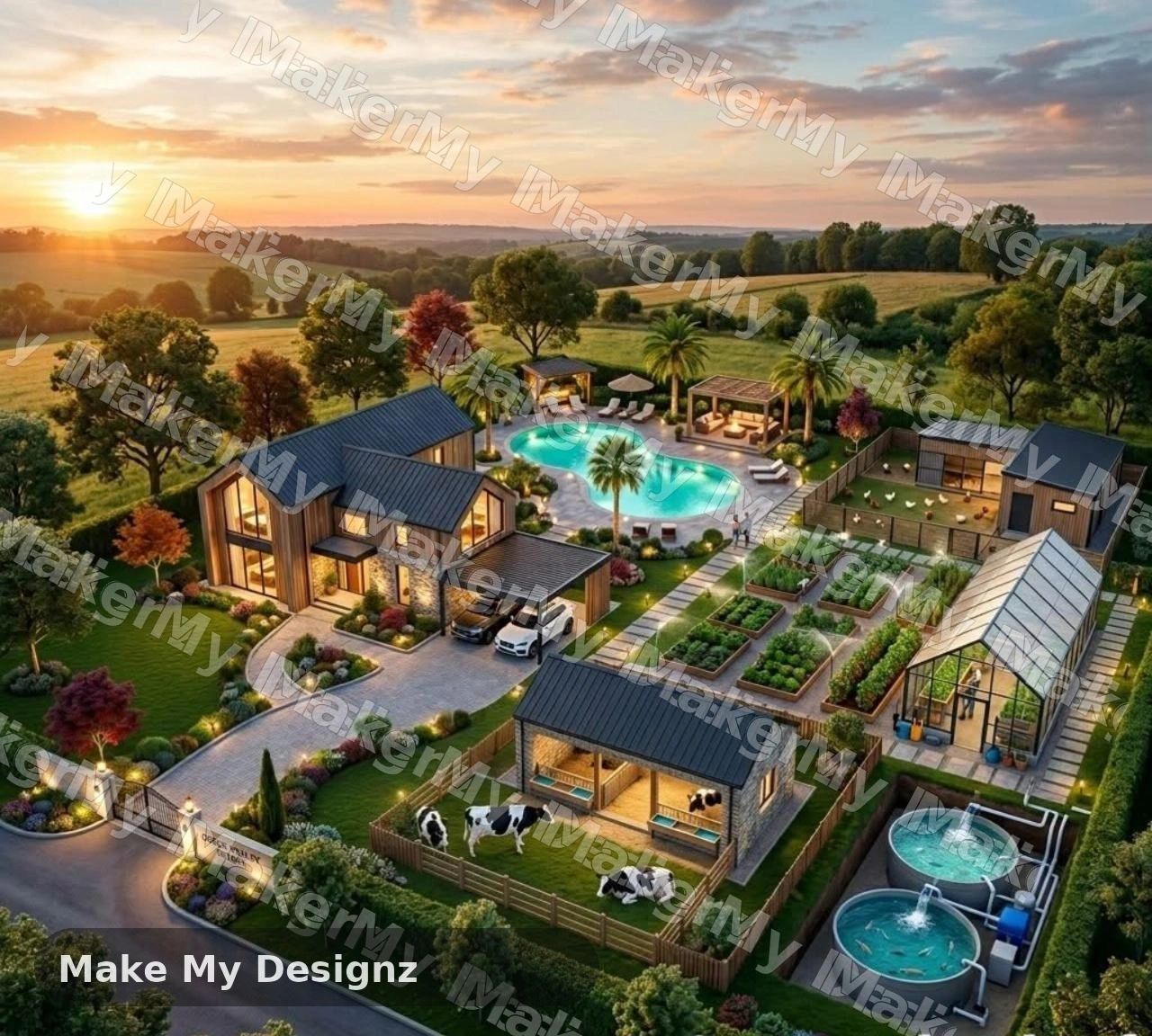 Farm estate concept render